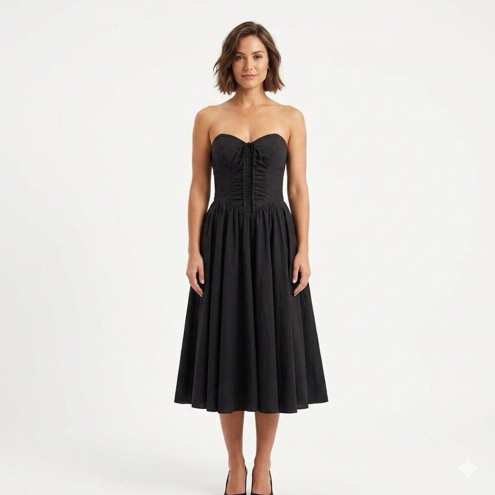 Vintage Wild Rose Sweetheart Dress Empire Waist Strapless Smocked Back Sz 5/6